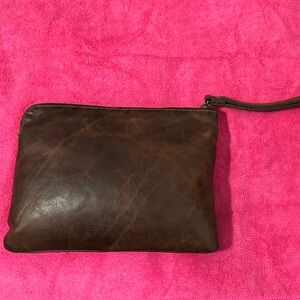 Patricia Nash Brown Leather Zip Wristlet
